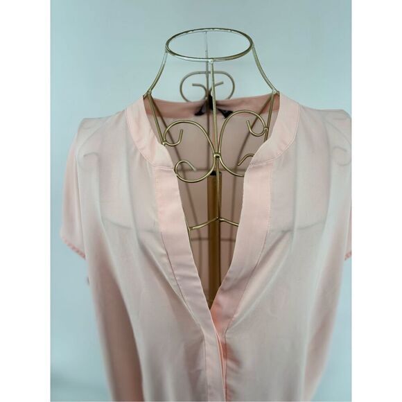 Eloquii peach pink short sleeve split neck button down top size 18 - Picture 5 of 10
